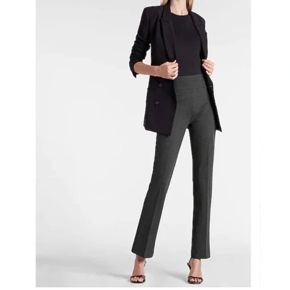 NEW Express Columnist High Waisted Knit Pull-On Gray Bootcut Pant - Picture 4 of 4